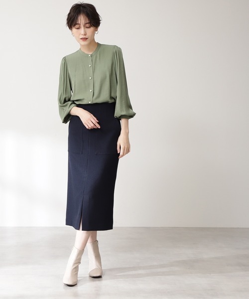 N.（N. Natural Beauty Basic）（エヌエヌナチュラルビューティーベーシック）の「【S Size Line】◆カルゼストレッチタイトスカート（スカート・レディース・チャコールグレー/ライトグレー/ネイビー/ライトグリーン/モカ・SMALL/MEDIUM）」の9枚目の写真