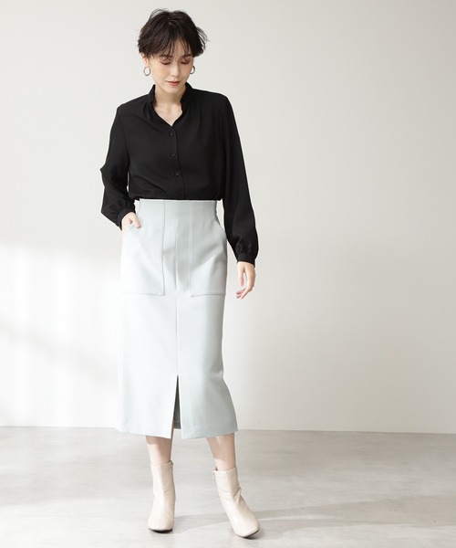 N.（N. Natural Beauty Basic）（エヌエヌナチュラルビューティーベーシック）の「【S Size Line】◆カルゼストレッチタイトスカート（スカート・レディース・チャコールグレー/ライトグレー/ネイビー/ライトグリーン/モカ・SMALL/MEDIUM）」の16枚目の写真