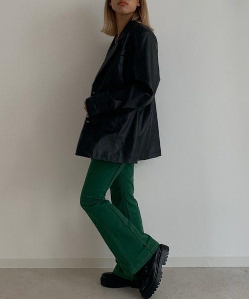 Avvenente（アベネンテ）の「【Avvenente】フェイクレザージャケット（テーラードジャケット・レディース・ブラック・FREE）」の3枚目の写真