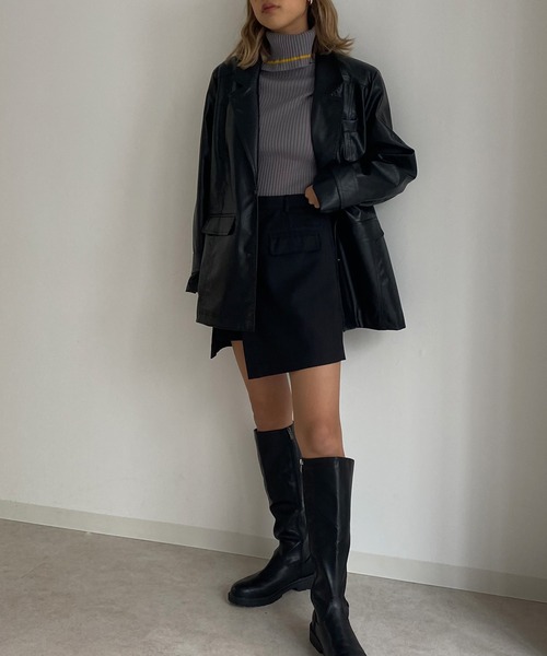 Avvenente（アベネンテ）の「【Avvenente】フェイクレザージャケット（テーラードジャケット・レディース・ブラック・FREE）」の19枚目の写真