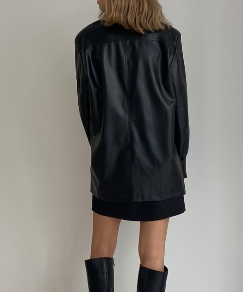 Avvenente（アベネンテ）の「【Avvenente】フェイクレザージャケット（テーラードジャケット・レディース・ブラック・FREE）」の16枚目の写真