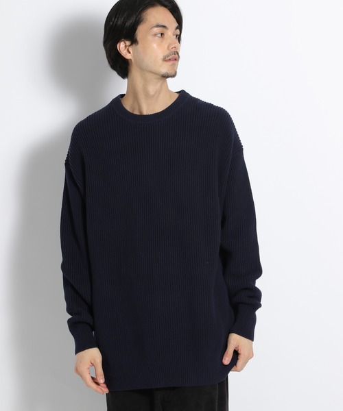 niko and...（ニコアンド）の「畦編みカラーBIGニットプルオーバー（ニット/セーター・メンズ・ネイビー/オフホワイト/オレンジ/グリーン・MEDIUM/LARGE）」の12枚目の写真