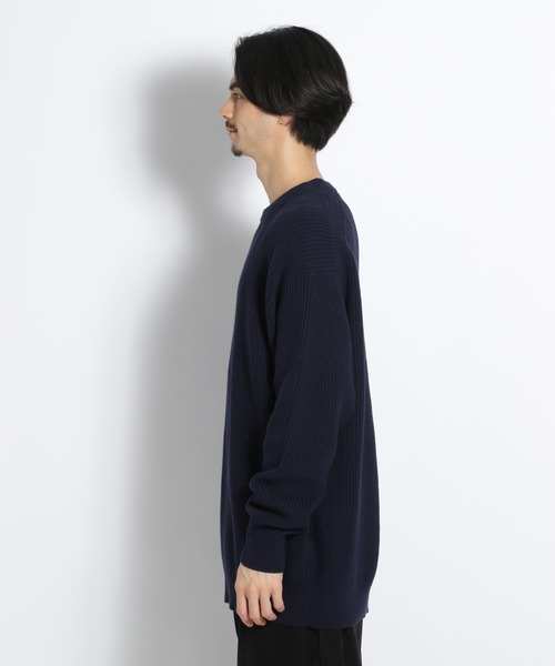 niko and...（ニコアンド）の「畦編みカラーBIGニットプルオーバー（ニット/セーター・メンズ・ネイビー/オフホワイト/オレンジ/グリーン・MEDIUM/LARGE）」の14枚目の写真