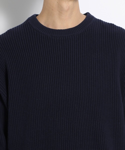 niko and...（ニコアンド）の「畦編みカラーBIGニットプルオーバー（ニット/セーター・メンズ・ネイビー/オフホワイト/オレンジ/グリーン・MEDIUM/LARGE）」の16枚目の写真