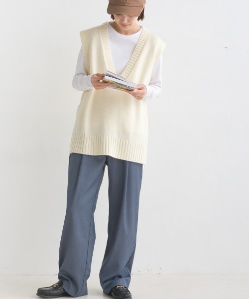 OMNES（オムネス）の「アクリルウール Vネックニットベスト（ベスト・レディース・ブラック/アイボリー/モカ・FREE）」の14枚目の写真