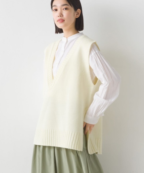 OMNES（オムネス）の「アクリルウール Vネックニットベスト（ベスト・レディース・ブラック/アイボリー/モカ・FREE）」の20枚目の写真