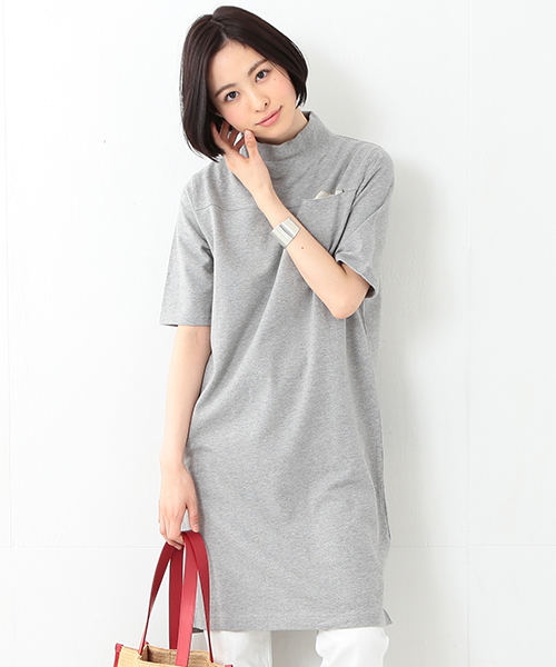 BEAMS BOY（ビームスボーイ）の「BEAMS BOY / 天竺 フットボール ハイネック ワンピース（ワンピース・レディース・ホワイト/グレー/ブラック・ONE SIZE）」の3枚目の写真