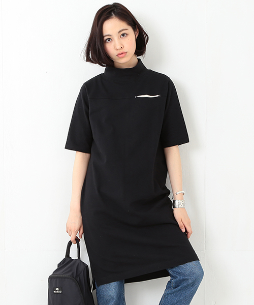 BEAMS BOY（ビームスボーイ）の「BEAMS BOY / 天竺 フットボール ハイネック ワンピース（ワンピース・レディース・ホワイト/グレー/ブラック・ONE SIZE）」の2枚目の写真