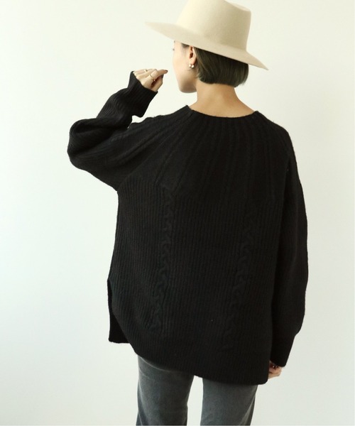 Simplicite（サンプリシテ）の「キュウシンケーブルプルオーバー◆（ニット/セーター・レディース・ブラック/ベージュ/ボルドー/ナチュラル・FREE）」の15枚目の写真