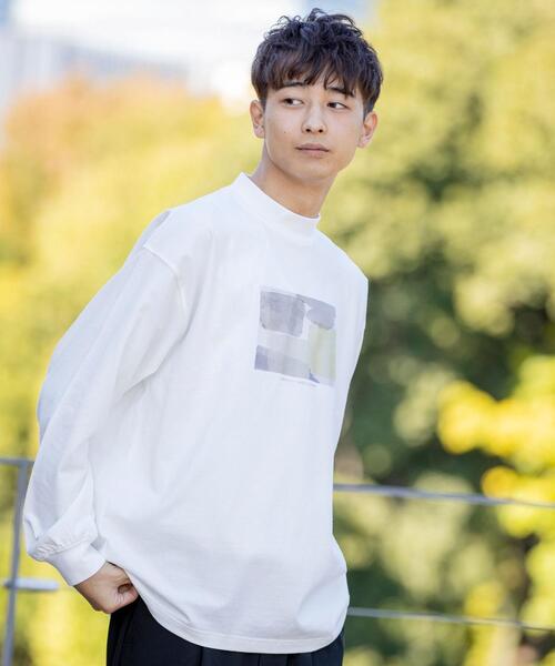 # cop.copine アートプリント 長袖Tシャツ カットソー　ロンT coen（コーエン）の「アートプリントモックネック長袖Tシャツ（Tシャツ