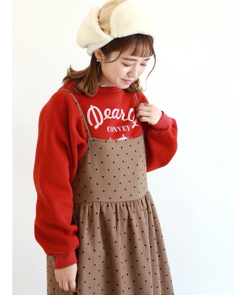 ehka sopo（エヘカソポ）の「プリントラグランスウェット（スウェット・レディース・レッド/ブラック/ベージュ・ﾌﾘ-）」の3枚目の写真