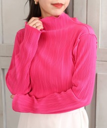 moment+ | *New Arrival*マットサテンプリーツ ハイネックメローカットソー(Tシャツ/カットソー)