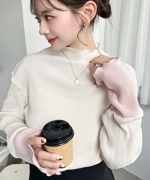 セール】【累計販売枚数4万枚突破！】マットサテンプリーツ 袖配色