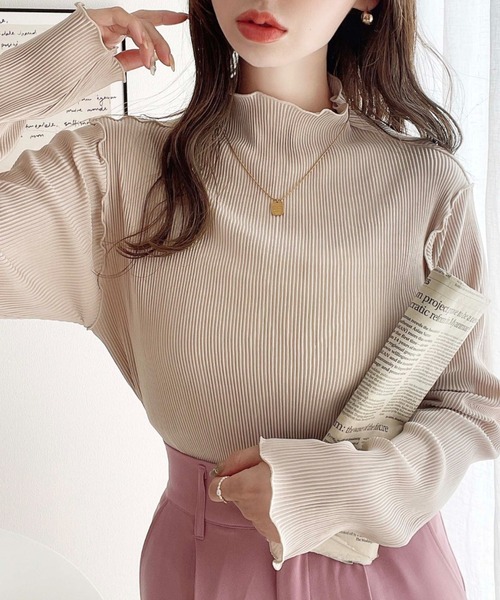 セール】【累計販売枚数4万枚突破！】マットサテンプリーツ ハイネック  