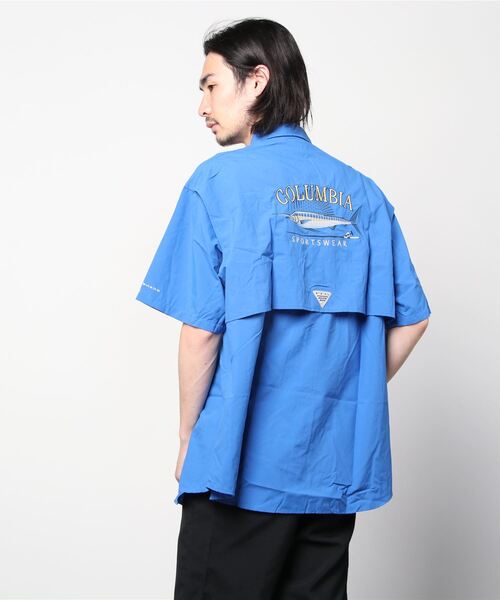 Columbia(コロンビア)の「columbia/コロンビア ビッグシルエット 刺繍ロゴ フィッシングシャツ/UVカット バハマアイコンショートスリーブシャツ FM5202(シャツ/ブラウス・メンズ・ブルー/グレー/ブラック・M/L)」の8枚目の写真