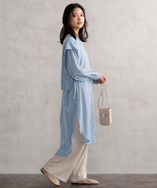 GeeRA（ジーラ）の「ケープ風デザインシャツワンピース（シャツワンピース・レディース・ブラック/ベージュ/ブルー・X-LARGE/MEDIUM/LARGE）」の12枚目の写真