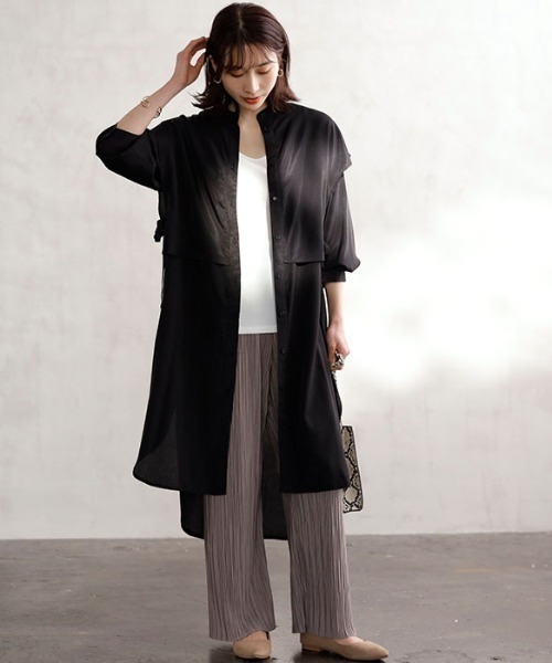 GeeRA（ジーラ）の「ケープ風デザインシャツワンピース（シャツワンピース・レディース・ブラック/ベージュ/ブルー・X-LARGE/MEDIUM/LARGE）」の9枚目の写真