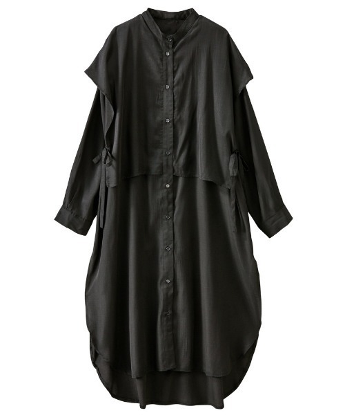 GeeRA（ジーラ）の「ケープ風デザインシャツワンピース（シャツワンピース・レディース・ブラック/ベージュ/ブルー・X-LARGE/MEDIUM/LARGE）」の4枚目の写真