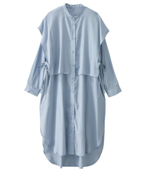 GeeRA（ジーラ）の「ケープ風デザインシャツワンピース（シャツワンピース・レディース・ブラック/ベージュ/ブルー・X-LARGE/MEDIUM/LARGE）」の7枚目の写真