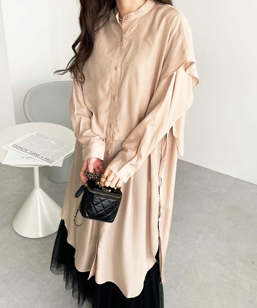 GeeRA（ジーラ）の「ケープ風デザインシャツワンピース（シャツワンピース・レディース・ブラック/ベージュ/ブルー・X-LARGE/MEDIUM/LARGE）」の18枚目の写真