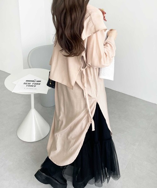 GeeRA（ジーラ）の「ケープ風デザインシャツワンピース（シャツワンピース・レディース・ブラック/ベージュ/ブルー・X-LARGE/MEDIUM/LARGE）」の19枚目の写真