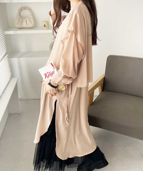 GeeRA（ジーラ）の「ケープ風デザインシャツワンピース（シャツワンピース・レディース・ブラック/ベージュ/ブルー・X-LARGE/MEDIUM/LARGE）」の22枚目の写真