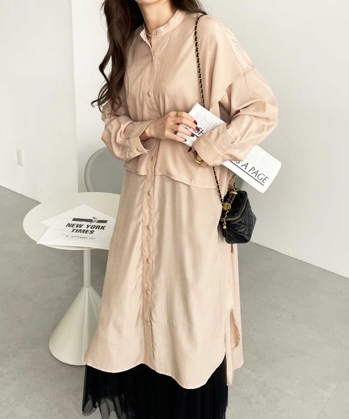 GeeRA（ジーラ）の「ケープ風デザインシャツワンピース（シャツワンピース・レディース・ブラック/ベージュ/ブルー・X-LARGE/MEDIUM/LARGE）」の16枚目の写真