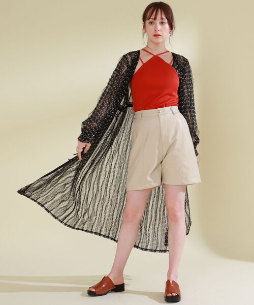 Ray BEAMS（レイビームス）の「Ray BEAMS / フェイクレザー ショート パンツ▲（その他パンツ・レディース・ブラック/ベージュ・1/0）」の5枚目の写真