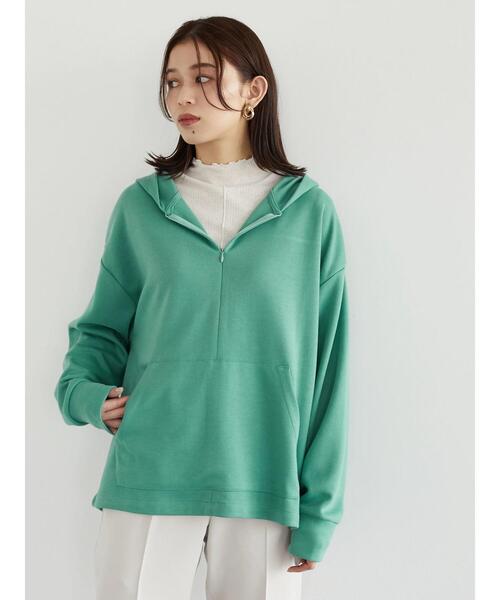 Green Parks(グリーンパークス)の「ハーフZipプルオーバー*(パーカー・レディース・サックスブルー/グリーン/ライトベージュ・FREE)」の12枚目の写真