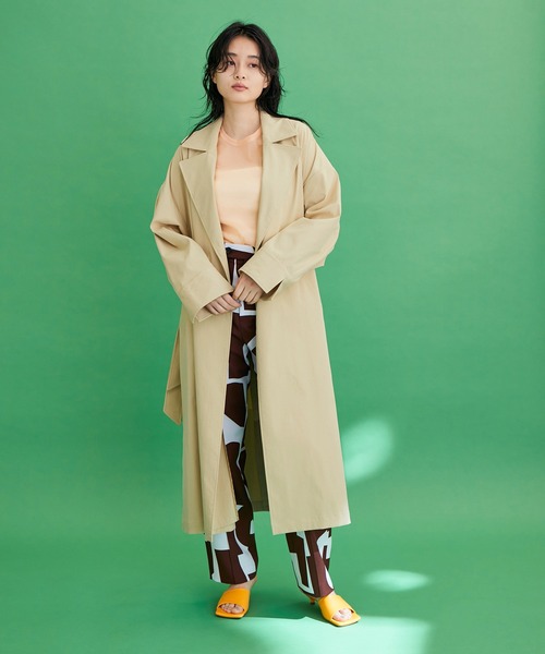 ADAM ET ROPE アダムエロペ フレアミドルトレンチコート スミクロ