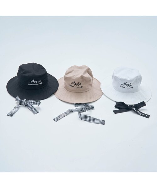 algy（アルジー）の「りぼん付きフリルバケットハット（ハット・キッズ・ブラック/ベージュ/アイボリー・SMALL/MEDIUM）」の6枚目の写真