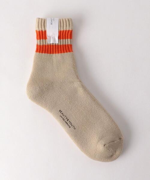 BEAUTY&YOUTH UNITED ARROWS（ビューティーアンドユースユナイテッドアローズ）の「BY 2ライン ソフト パイル クウォーター ソックス（ソックス/靴下・メンズ・ホワイト/ブラック/ベージュ/グレー・FREE）」の4枚目の写真