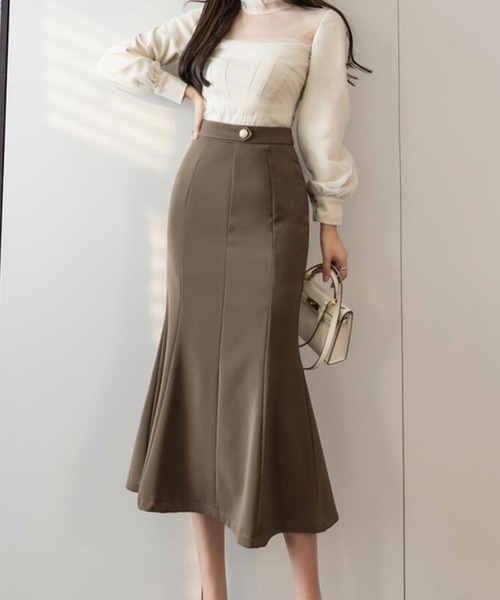 LAFFMO（ラフモ）の「ハイウエストマーメイドスカート（スカート・レディース・ブラック/ブラウン・M/L）」の9枚目の写真