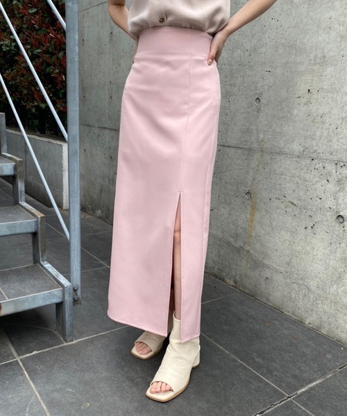 one after another NICE CLAUP（ワンアフターアナザーナイスクラップ）の「Sサイズあり シンプルスリットタイトスカート（スカート・レディース・ブラック/ブラウン/グリーン系その他/ピンク・SMALL/MEDIUM）」の4枚目の写真