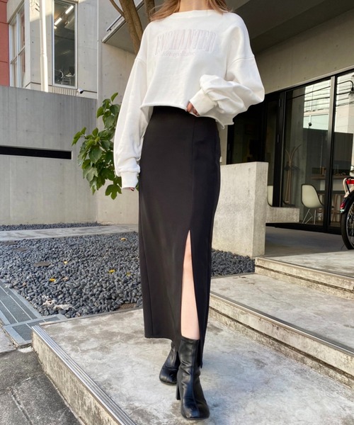 one after another NICE CLAUP（ワンアフターアナザーナイスクラップ）の「Sサイズあり シンプルスリットタイトスカート（スカート・レディース・ブラック/ブラウン/グリーン系その他/ピンク・SMALL/MEDIUM）」の5枚目の写真