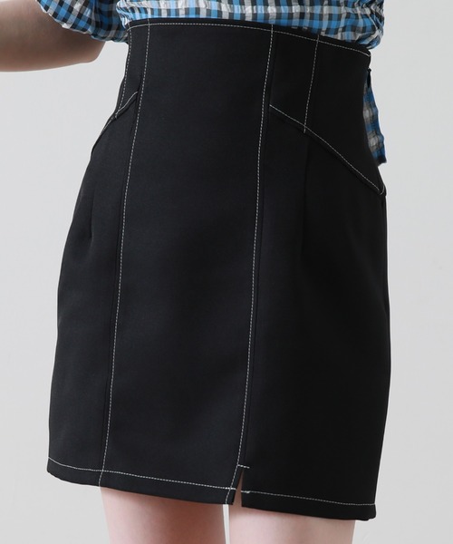 Cheek(チーク)の「【日本製】【サイズ展開あり】ハイウエストスリットミニスカート(スカート・レディース・ブラック/ミント/ベージュ・SMALL/MEDIUM)」の2枚目の写真