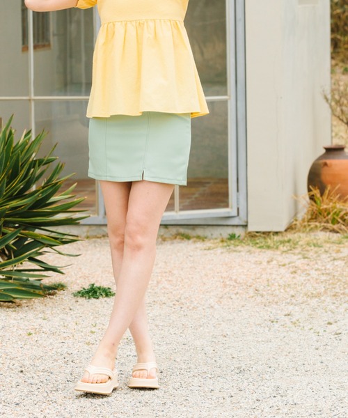 Cheek(チーク)の「【日本製】【サイズ展開あり】ハイウエストスリットミニスカート(スカート・レディース・ブラック/ミント/ベージュ・SMALL/MEDIUM)」の6枚目の写真