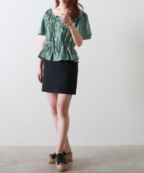 Cheek(チーク)の「【日本製】【サイズ展開あり】ハイウエストスリットミニスカート(スカート・レディース・ブラック/ミント/ベージュ・SMALL/MEDIUM)」の21枚目の写真