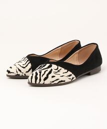 アニマル柄バレエシューズ ポインテッドトゥ フラットシューズ ぺたんこ靴