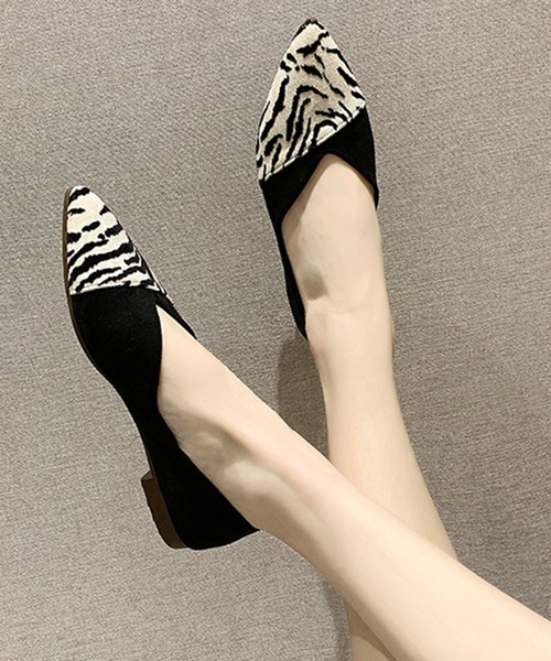 Lace Ladies（レースレディース）の「アニマル柄バレエシューズ ポインテッドトゥ フラットシューズ ぺたんこ靴（バレエシューズ・レディース・ベージュ/ブラック・23/22.5/23.5/24/24.5/25）」の12枚目の写真