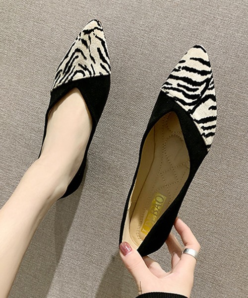 Lace Ladies（レースレディース）の「アニマル柄バレエシューズ ポインテッドトゥ フラットシューズ ぺたんこ靴（バレエシューズ・レディース・ベージュ/ブラック・23/22.5/23.5/24/24.5/25）」の13枚目の写真