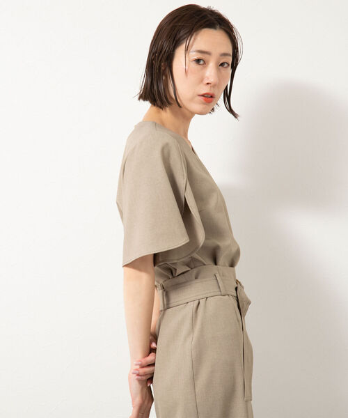 NOLLEY’S Sophi（ノーリーズソフィ）の「麻調チューリップスリーブブラウス（シャツ/ブラウス・レディース・チャコールグレー/ベージュ/パープル/ネイビー/ライトグリーン/カーキ/ピンク・36/38）」の15枚目の写真