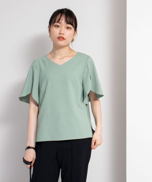 NOLLEY’S Sophi（ノーリーズソフィ）の「麻調チューリップスリーブブラウス（シャツ/ブラウス・レディース・チャコールグレー/ベージュ/パープル/ネイビー/ライトグリーン/カーキ/ピンク・36/38）」の21枚目の写真