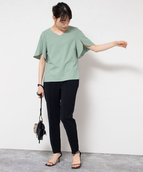 NOLLEY’S Sophi（ノーリーズソフィ）の「麻調チューリップスリーブブラウス（シャツ/ブラウス・レディース・チャコールグレー/ベージュ/パープル/ネイビー/ライトグリーン/カーキ/ピンク・36/38）」の22枚目の写真