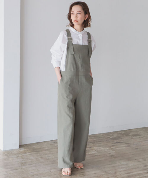 B:MING by BEAMS(ビーミングバイビームス)の「B:MING by BEAMS / 麻混 オールインワン 22SS(つなぎ/オールインワン・レディース・アイボリー/オリーブ・SMALL/MEDIUM)」の2枚目の写真