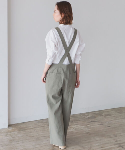 B:MING by BEAMS(ビーミングバイビームス)の「B:MING by BEAMS / 麻混 オールインワン 22SS(つなぎ/オールインワン・レディース・アイボリー/オリーブ・SMALL/MEDIUM)」の3枚目の写真