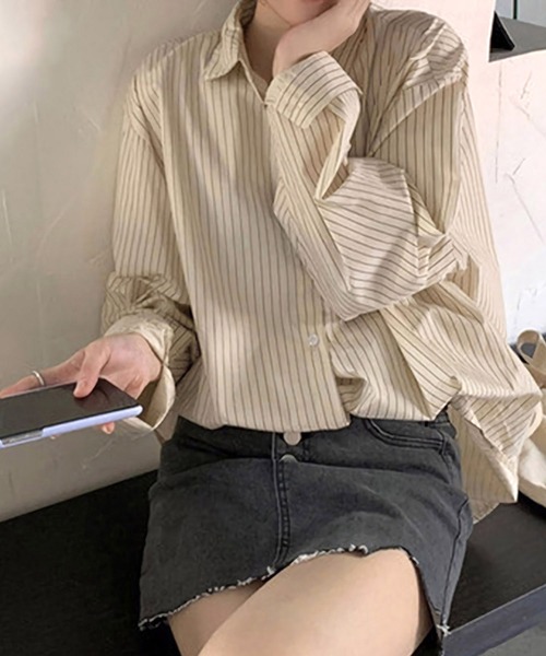 Dita(ディータ)の「ルーズストライプシャツ(シャツ/ブラウス・レディース・アイボリー/ブルー・FREE)」の5枚目の写真