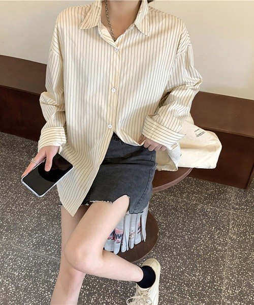 Dita(ディータ)の「ルーズストライプシャツ(シャツ/ブラウス・レディース・アイボリー/ブルー・FREE)」の3枚目の写真