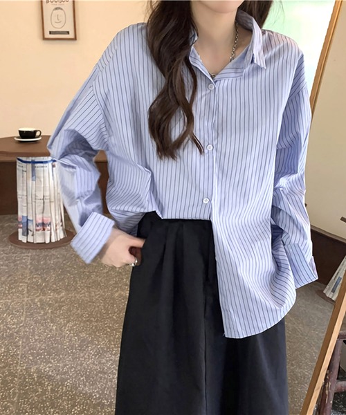 Dita(ディータ)の「ルーズストライプシャツ(シャツ/ブラウス・レディース・アイボリー/ブルー・FREE)」の10枚目の写真