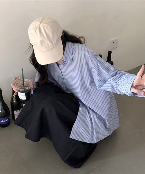 Dita(ディータ)の「ルーズストライプシャツ(シャツ/ブラウス・レディース・アイボリー/ブルー・FREE)」の11枚目の写真